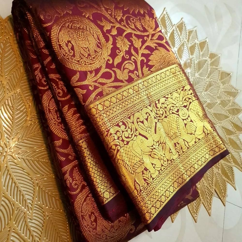 Silk Puja Saree (Kanjivaram Style) - Image 1